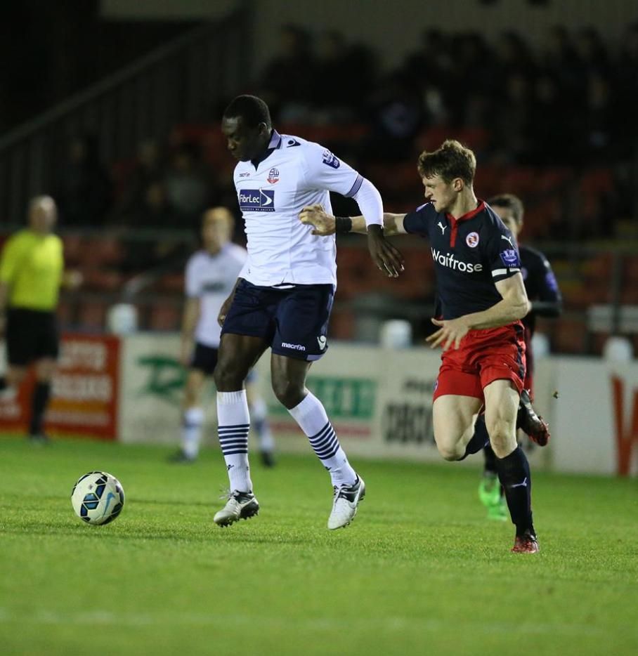 Emile Heskey playing for Bolton Wanderers' U21 side while on trial with the club, looking to secure a contract. Source: Bolton Wanderers. 